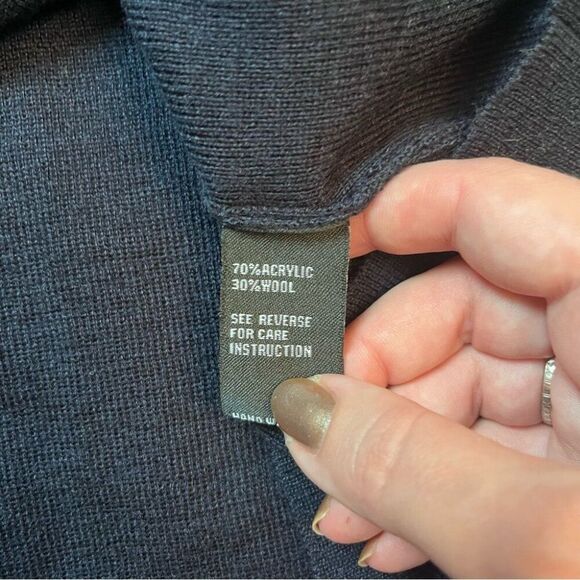 Cliche Navy Blue Striped Colorblock Bell Sleeve Wool Pullover Sweater Size 2X - Picture 7 of 7